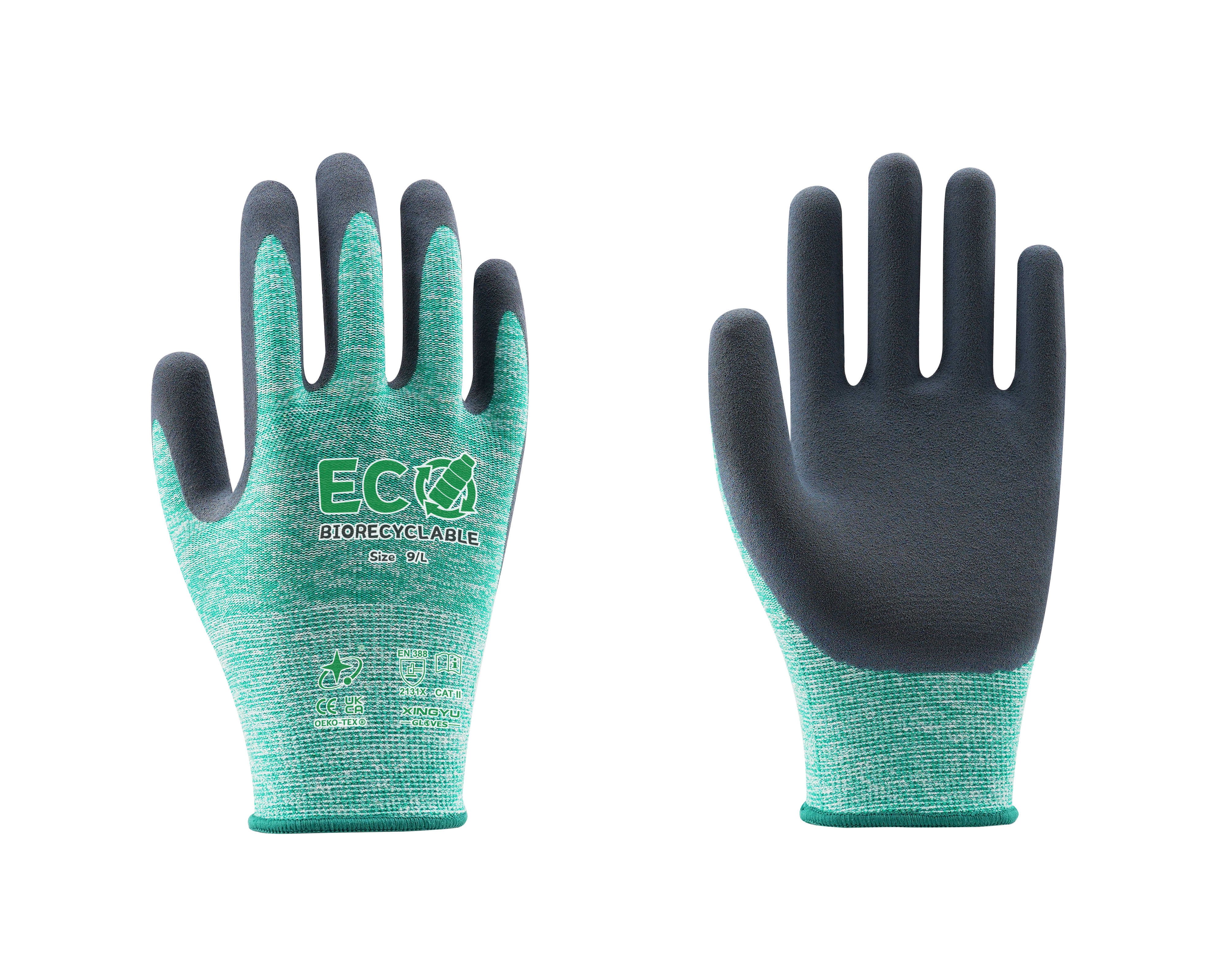 15 gauge PET Bottles Recycled Spandex nitrile palm coated Recycled gloves series 